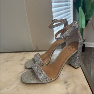Glamorous Silver Block Heel Sandals